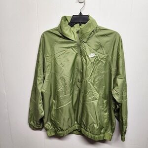 Nike Jacket Mens Large Green Hooded Half Zip Windbreaker Oversized DQ4910-334